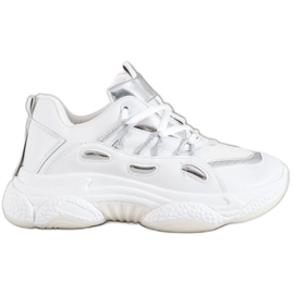 SHELOVET Fehér öko bőr cipők szürke