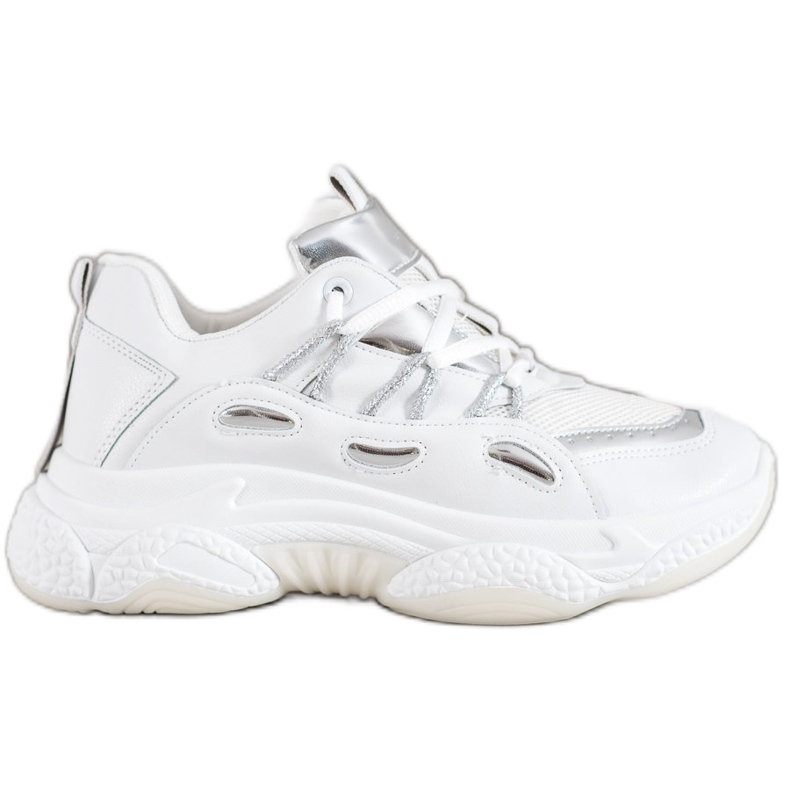 SHELOVET Fehér öko bőr cipők szürke