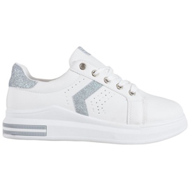 SHELOVET Cipők csillogó betétekkel fehér szürke