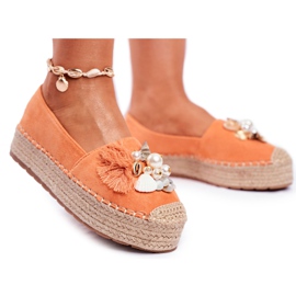 PS1 Női espadrillák a denveri narancssárga lenvászon platformon PS1 Női espadrillák a denveri narancssárga lenvászon platformon