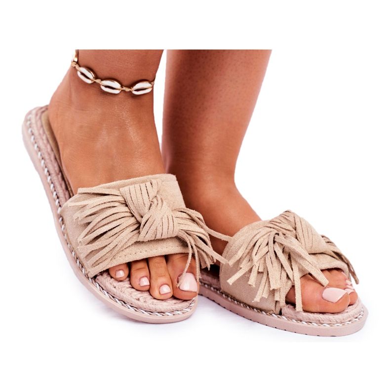 PS1 Bézs színű női papucs íjjal Thaiföldön