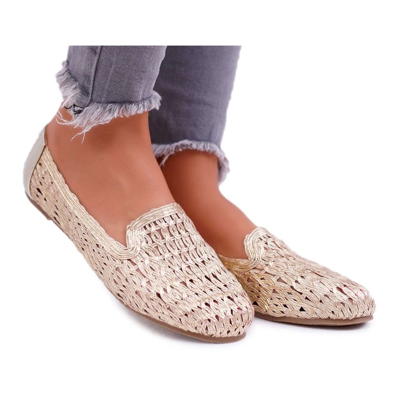 Női balerinák Lu Boo Braided Golden 4Ever aranysárga
