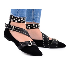 Lu Boo fekete balerina hevederek szegecsek Spitz Esteria -ban Lu Boo fekete balerina hevederek szegecsek Spitz Esteria -ban