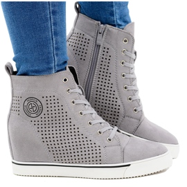 Női tornacipő Lu Boo High Openwork Grey Xenia szürke