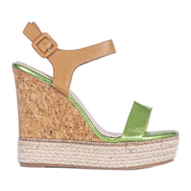 Zöld espadrilles ék szandál VB76063 bézs Zöld espadrilles ék szandál VB76063 bézs
