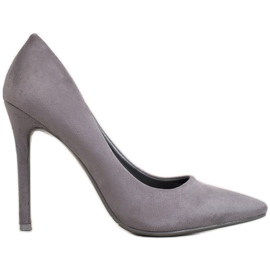 Small Swan Velúr pumpák a sarkon szürke Small Swan Velúr pumpák a sarkon szürke