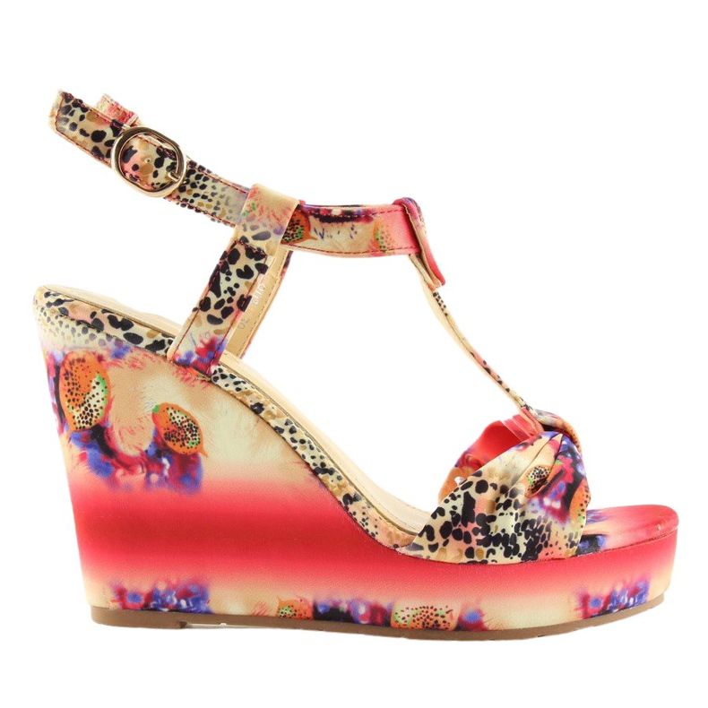 Szatén ék szandál 903 Red II Quality piros