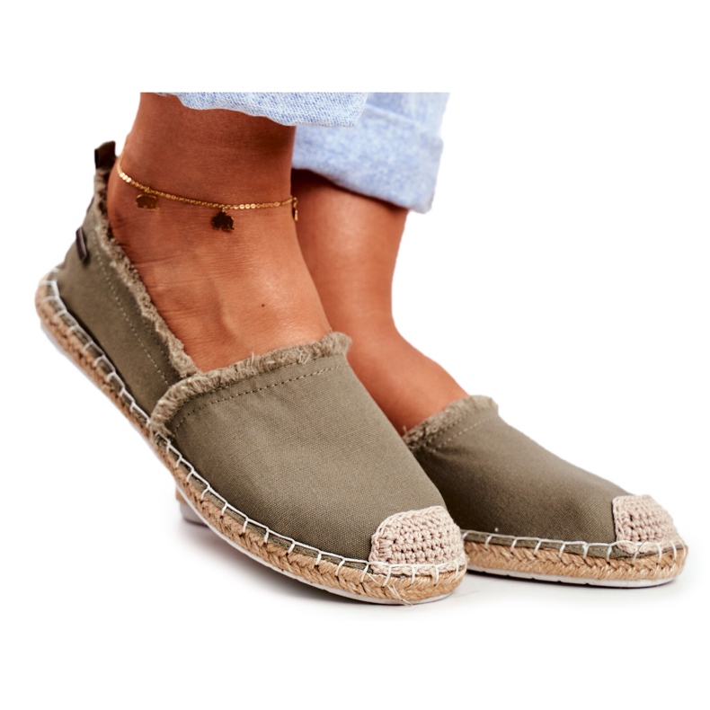 Női espadrilles fonott talp Khaki Big Star DD274760 zöld