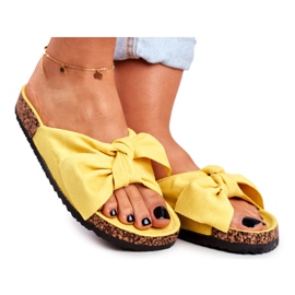 PS1 Női sárga papucs a parafa íj Wendy -n