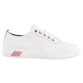 SHELOVET Áttört cipők Eco bőrrel fehér