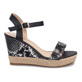 Fekete ékű szandál espadrilles 181