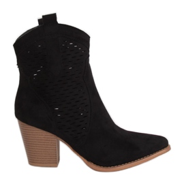 Fekete áttört cowboy csizma ZE05P Fekete