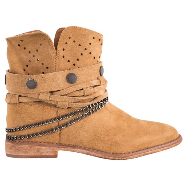 Bella Paris Csizma dekoratív csíkokkal barna