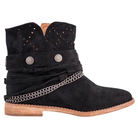 Bella Paris Csizma dekoratív csíkokkal fekete