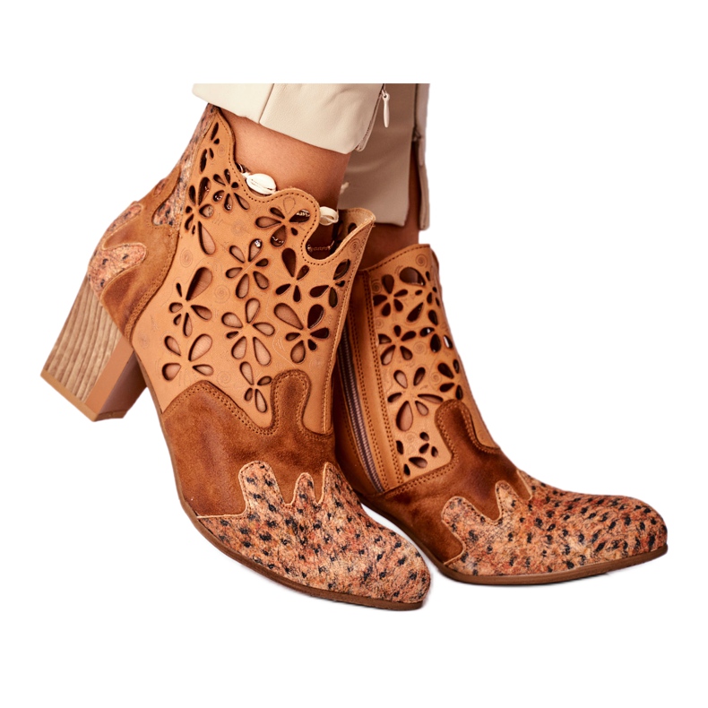 Női csizma magas sarkú Maciejka tavaszi piros 04369-29 bézs sokszínű