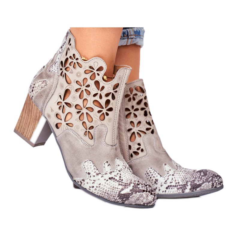 Női csizma magas sarkú Maciejka tavaszi szürke 04369-13