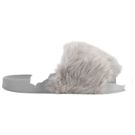 SHELOVET Gumi papucs szőrrel szürke