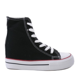 Fekete cipők fűzött ékkel B706-1 Fekete cipők fűzött ékkel B706-1