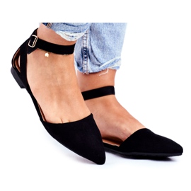 SEA Női fekete lapos balerinák övvel Allison Spitz -szel