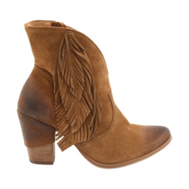 EXQUISITE 1196 Teve velúr cowboy csizma barna