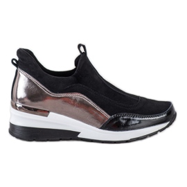 VINCEZA bőr felcsúsztatható cipő fekete