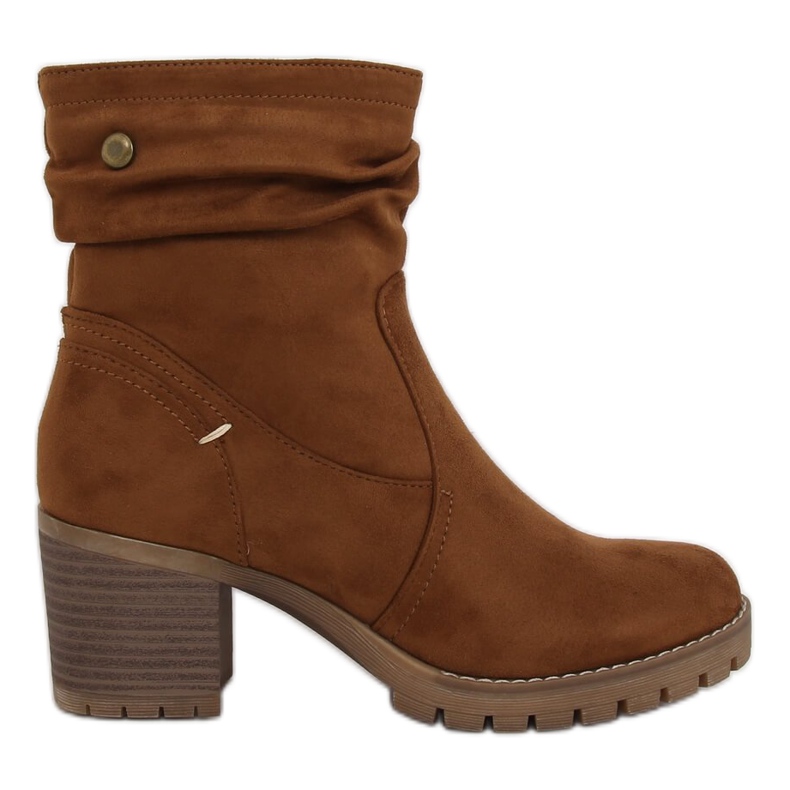 Barna széles sarkú csizma QQ-02 Camel