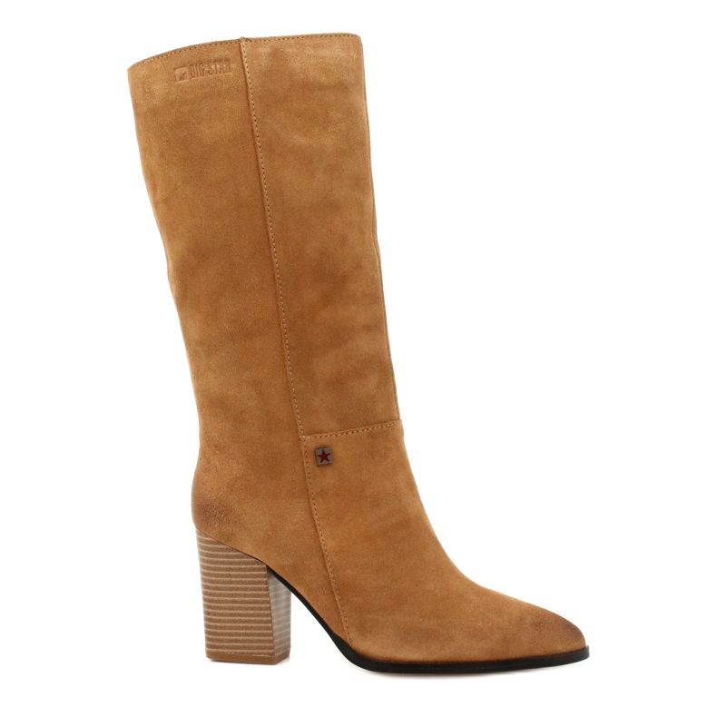 Velúr cowboycsizma Big Star GG274345 Teve barna sárga