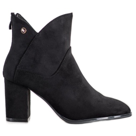 SHELOVET Velúr magas sarkú csizma fekete