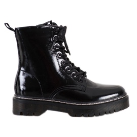 SHELOVET Lakkozott csizma fekete