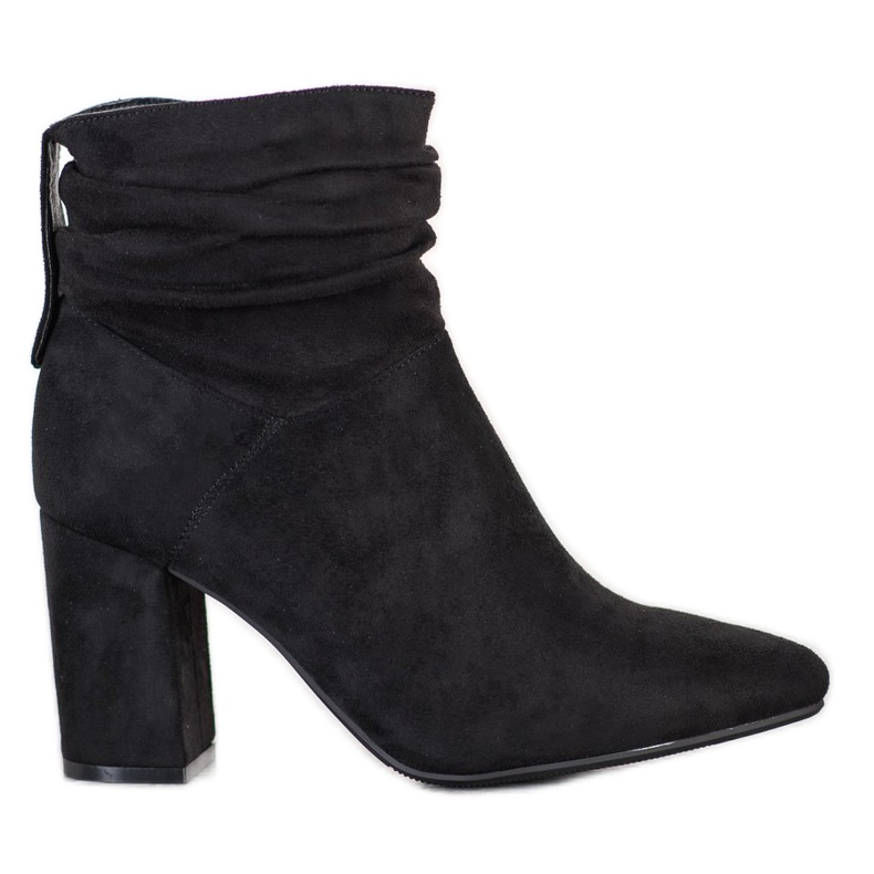 SHELOVET Velúr magas sarkú csizma fekete