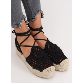 Fekete áttört espadrilles YQ233 Black II minőség