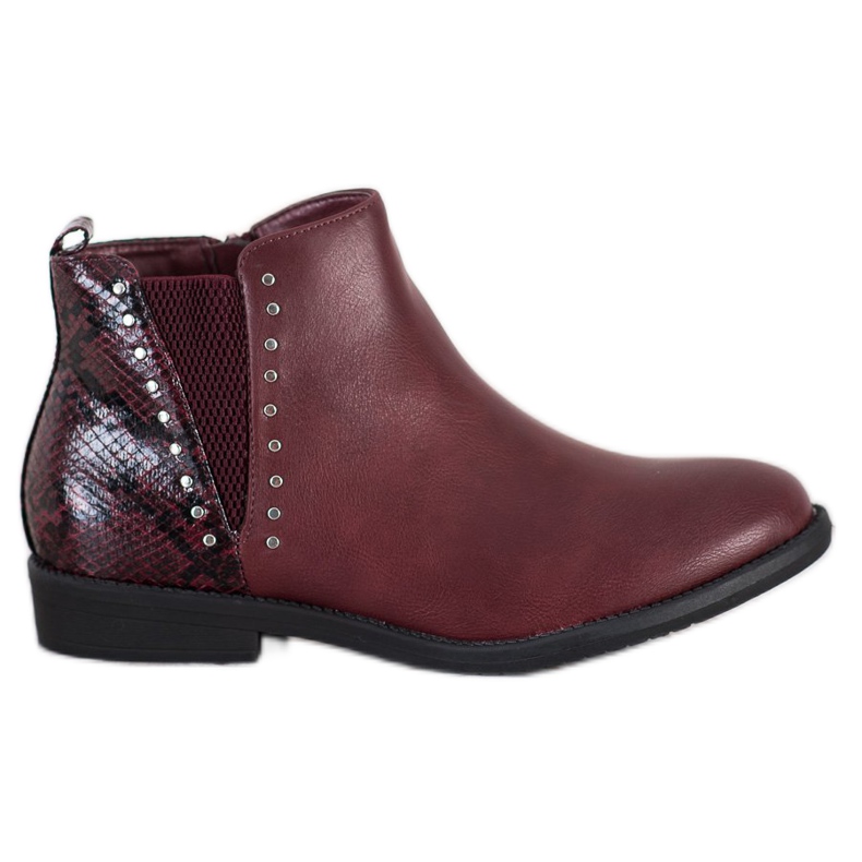 Small Swan Burgundi Snake Print csizma piros