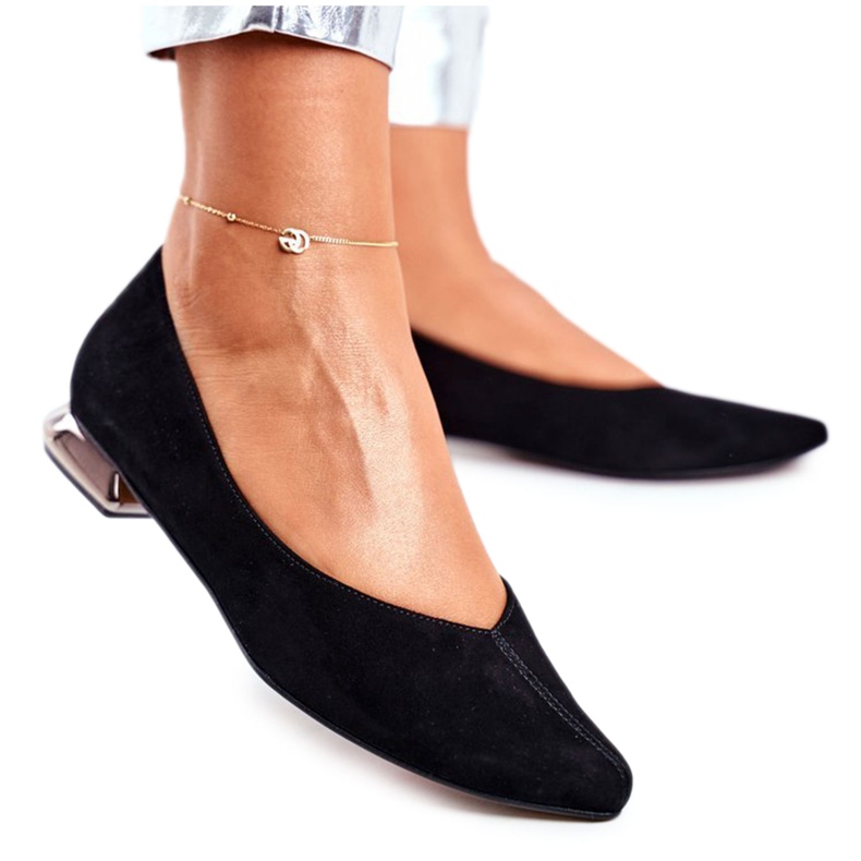 Női balerinák Laura Messi bőr fekete 2149