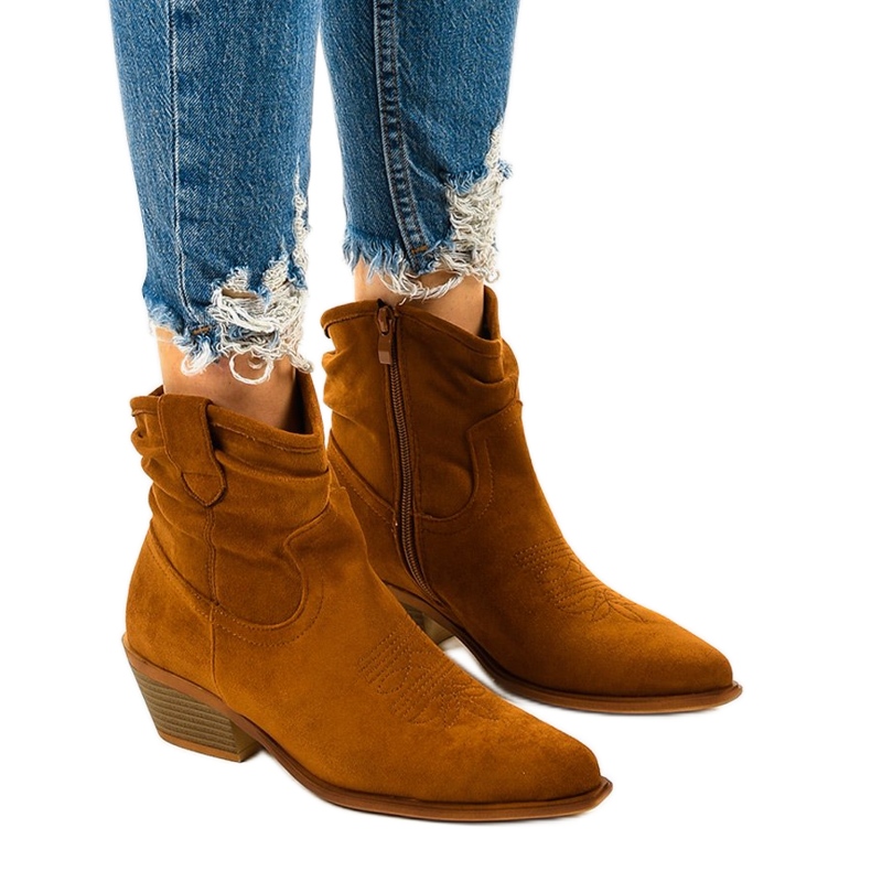 Euphelea barna velúr magas cowboy csizma