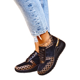 S.Barski Női sportcipő Cipők Bőr Fekete Metronus bézs aranysárga