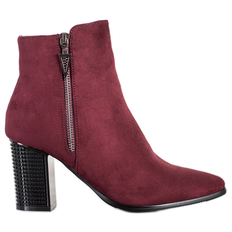 Velúr csizma cipzárral VINCEZA piros