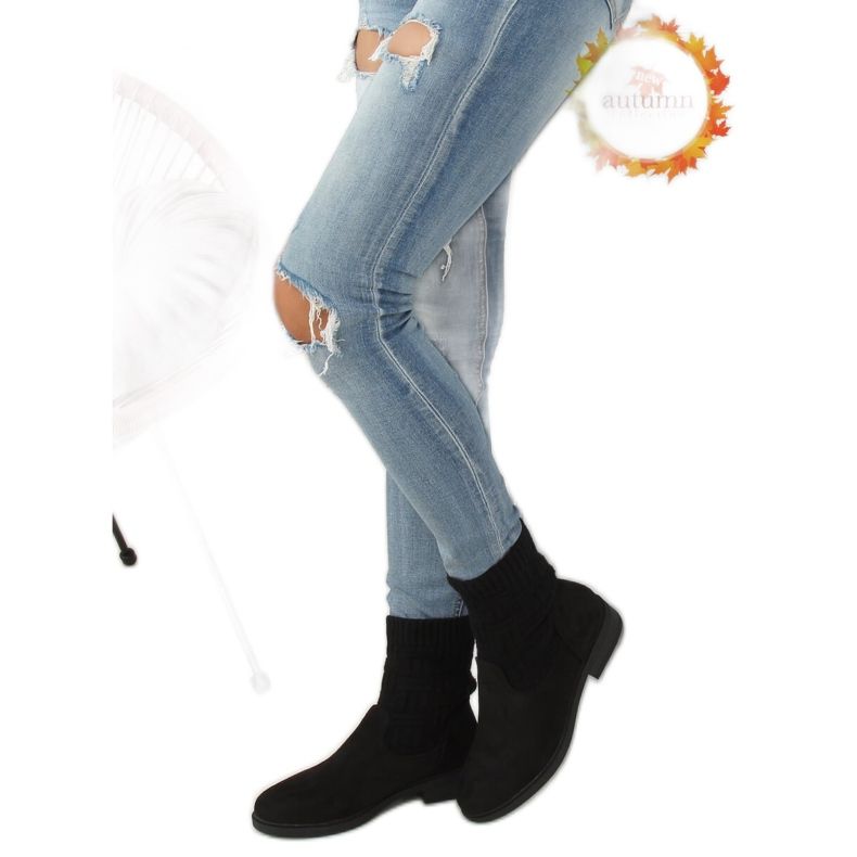 Csizma pulóver felsőrésszel fekete E2100 fekete Csizma pulóver felsőrésszel fekete E2100 fekete