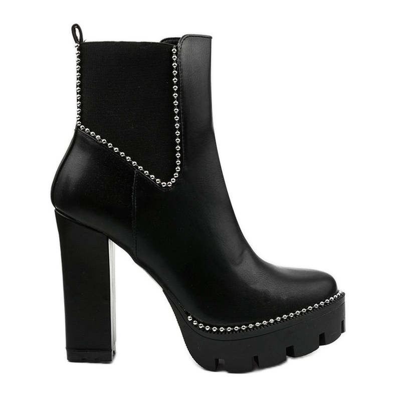 Fekete bokacsizma, rugalmas 18801-1 cipzárral