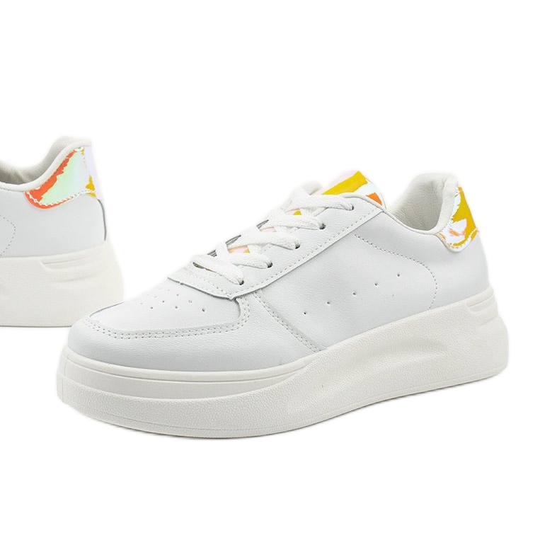 Fehér fényes cipők LLQ205-17 aranysárga