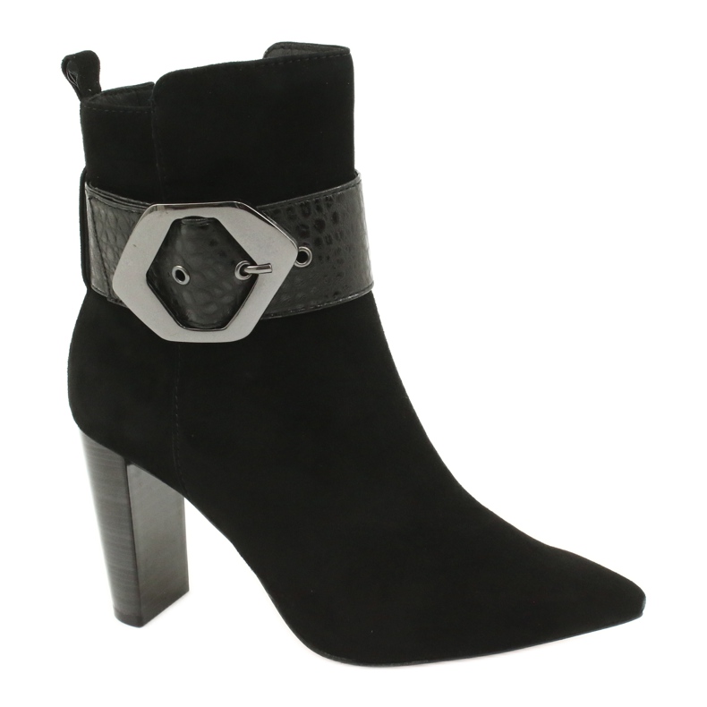 Caprice Fekete bőrcsizma, 25317-25 025 csattal