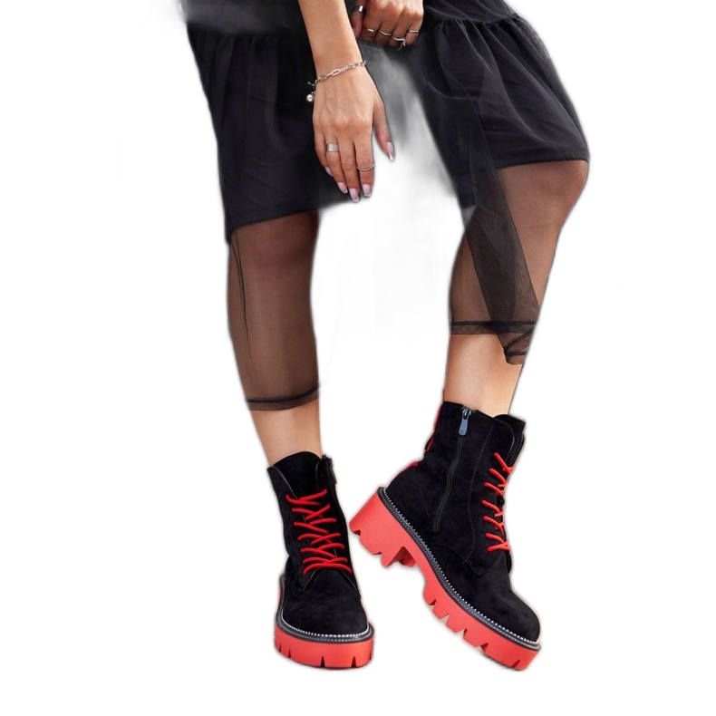 PS1 Női Csizma Fekete Piros Velúr Malawi PS1 Női Csizma Fekete Piros Velúr Malawi