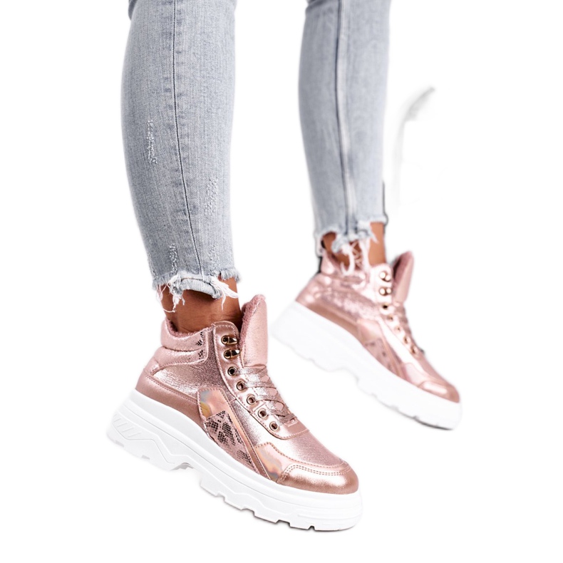 PS1 Női sportcipő melegítve rózsaszín arany Davan aranysárga