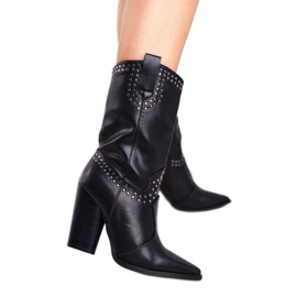 PS1 Női csizma sarkán Meleg cowboycsizma Fekete Athén