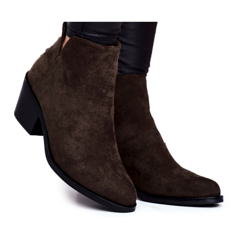 S.Barski Női csizma lapos sarokkal, meleg őszi khaki tejszerű