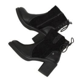 Fekete csizma széles sarokkal H8116 Fekete