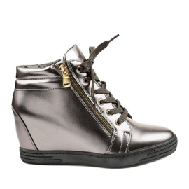 Szürke cipők arany Aqiava cipzárral