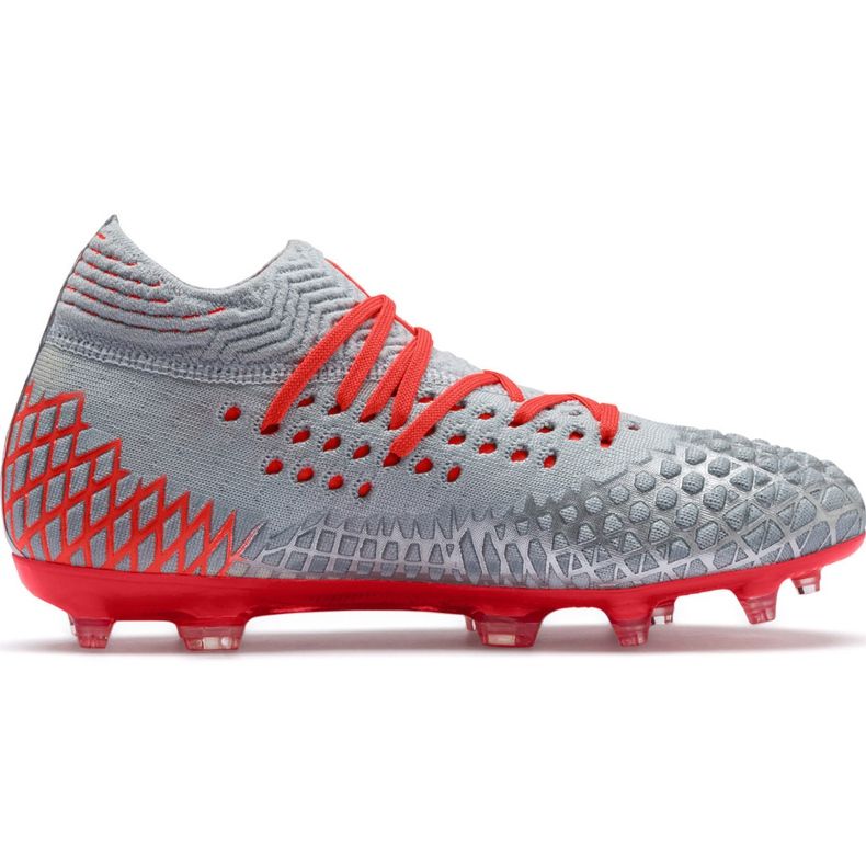 Futballcipő Puma Future 4.1 Netfit Fg Ag Jr ezüst-piros 105692 01 szürke