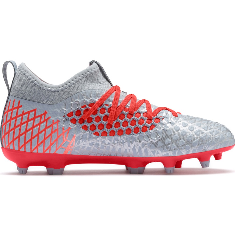 Futballcipő Puma Future 4.3 Netfit Fg Ag Junior ezüst-piros 105693 01 sokszínű szürke