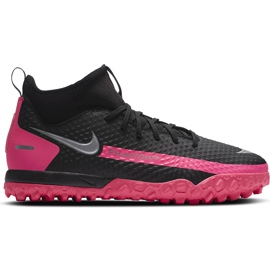 Nike Jr Phantom Gt Academy Df Tf CW6695 006 futballcipő fekete fekete Nike Jr Phantom Gt Academy Df Tf CW6695 006 futballcipő fekete fekete