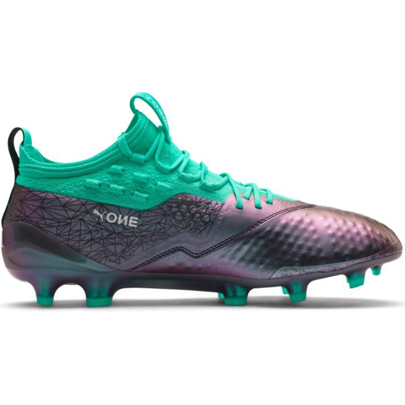 Puma One 1 Il Lth Fg Ag futballcipő szürke-zöld 104925 01 piros